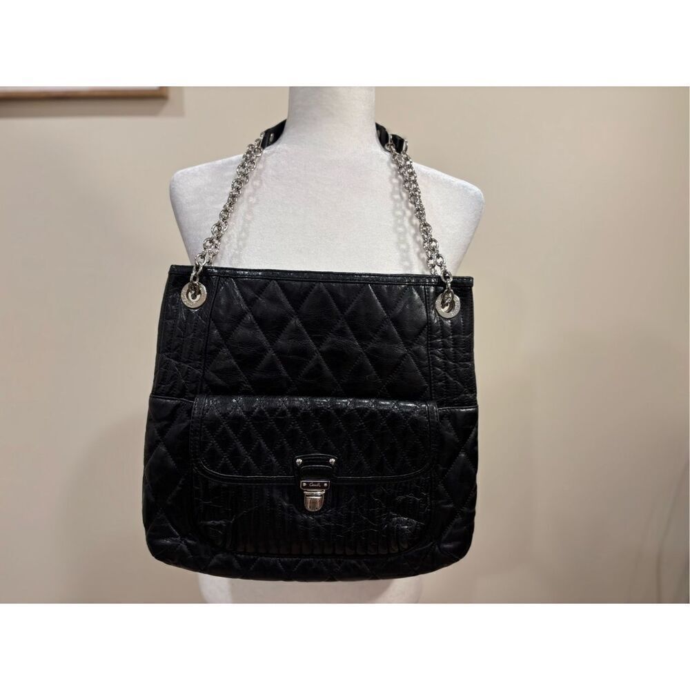 Coach Women's Black 19854 Poppy Quilted Slim Leather Tote Bag